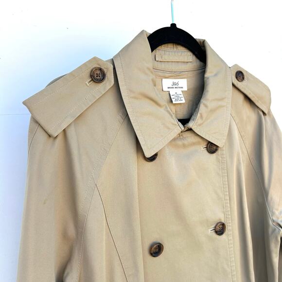 Brooks Brothers 346 Women’s Tailored Khaki Cotton Trench Coat 10 Double Breasted - Picture 6 of 12